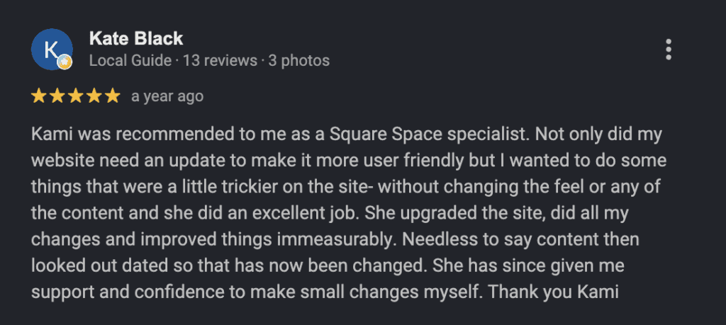 Squarespace review from Kate
