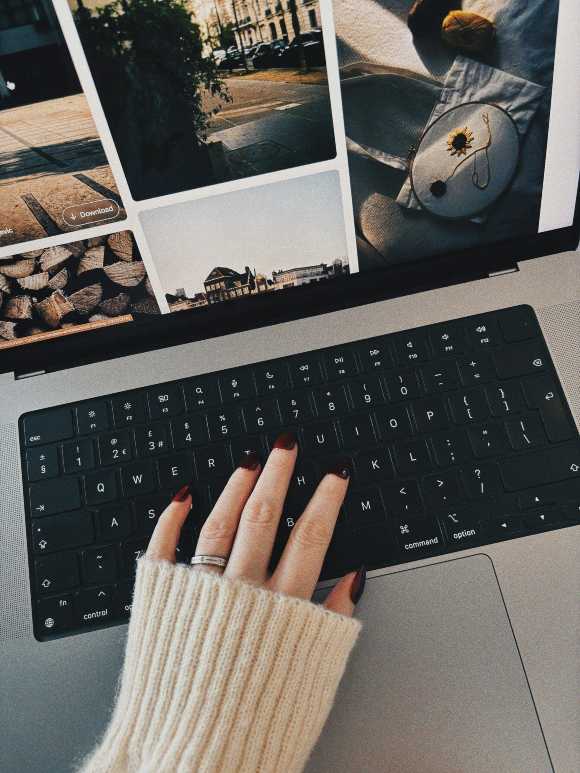 Woman on her laptop with her pinterest board opened